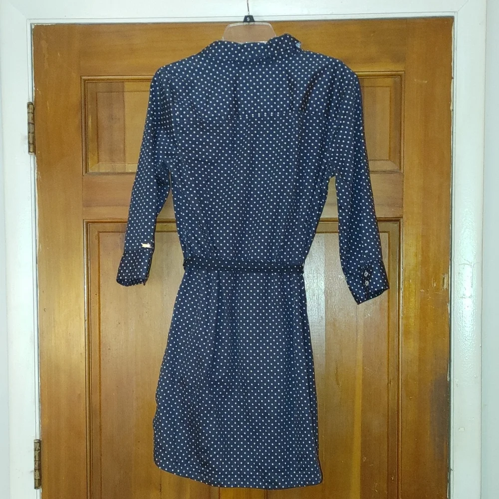 Tommy Hilfiger Navy Polka Dot Classic Preppy Girl Shirt Dress. - Picture 3 of 7